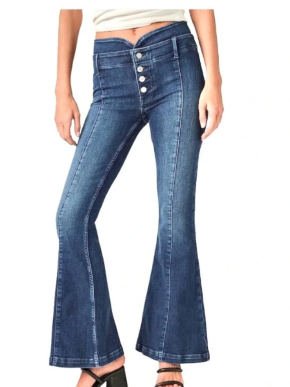 We The Free Free People After Dark Flare Button Fly Jeans Size 27